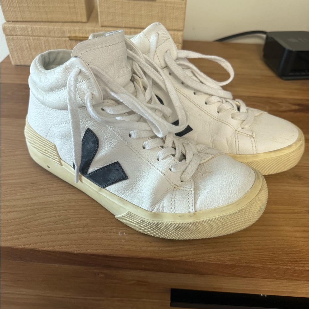 Veja Cream High-Top Sneakers